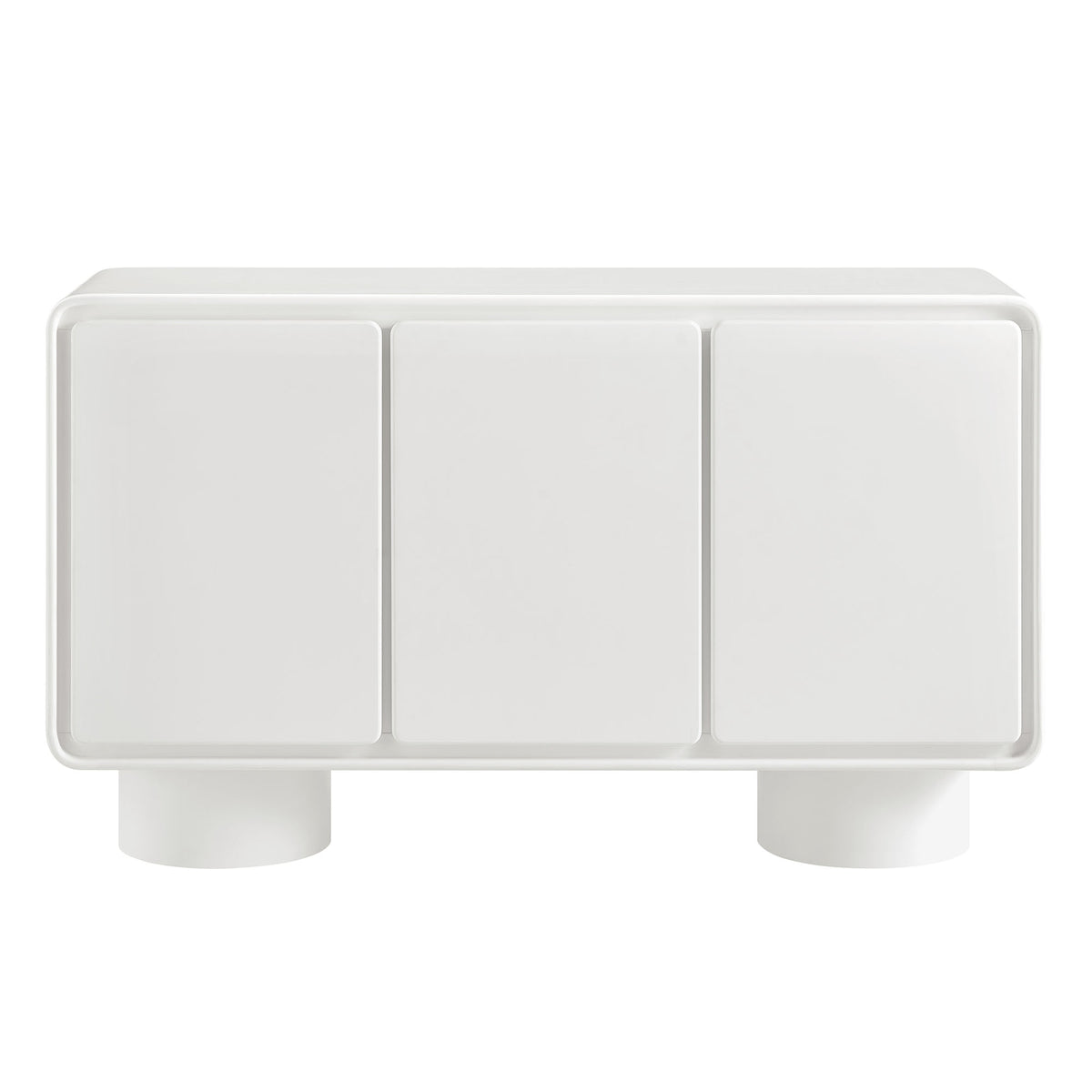 Lumo 3-Door Curved Wood Accent Cabinet - White