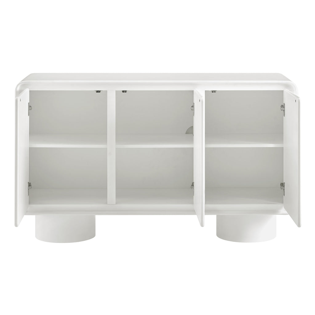 Lumo 3-Door Curved Wood Accent Cabinet - White