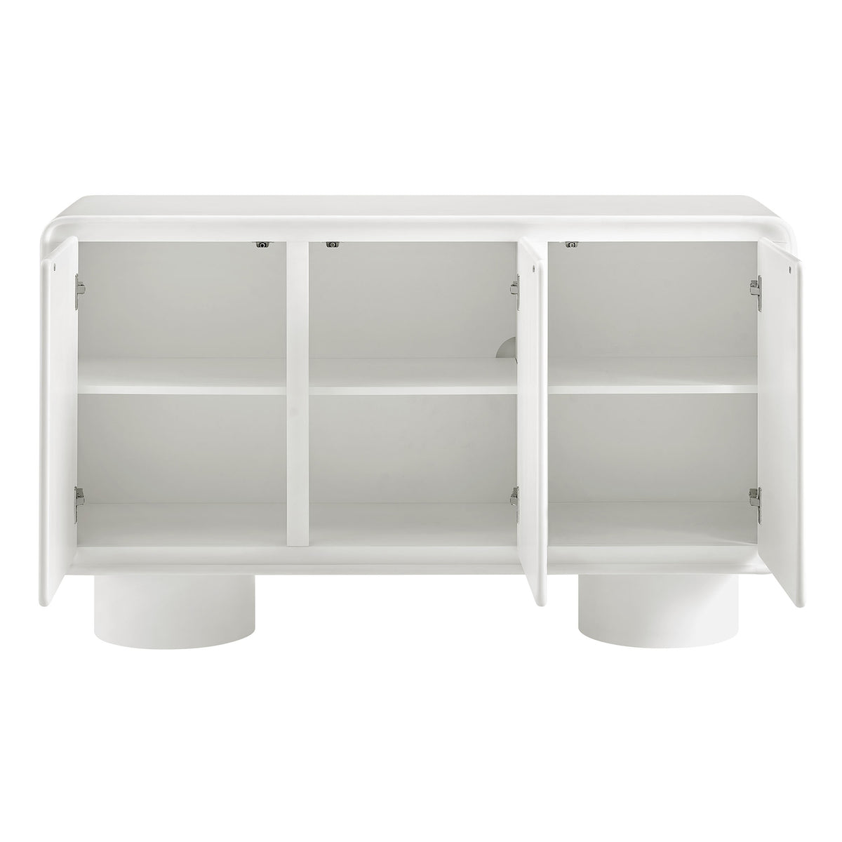 Lumo 3-Door Curved Wood Accent Cabinet - White