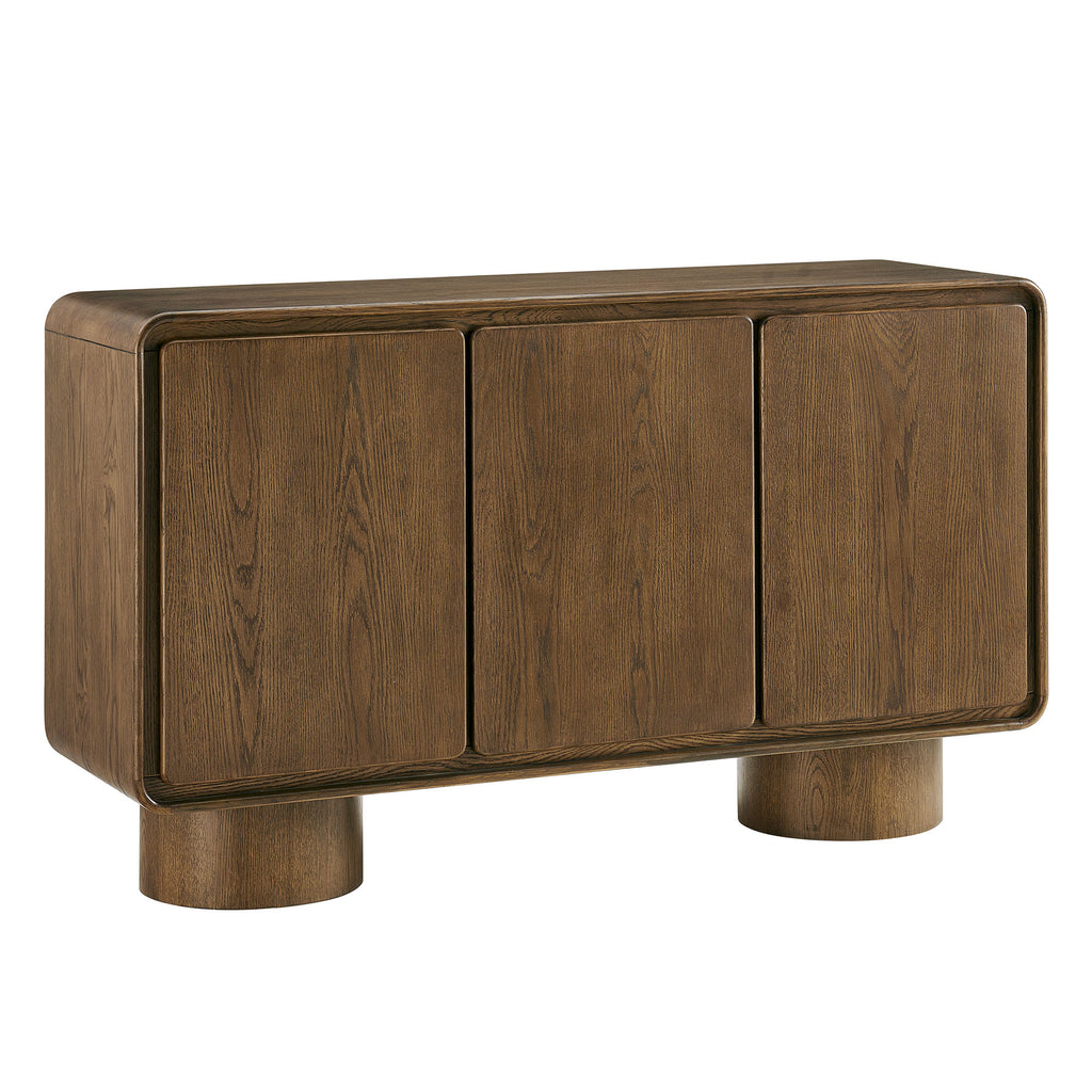 Lumo 3-Door Curved Wood Accent Cabinet - Walnut