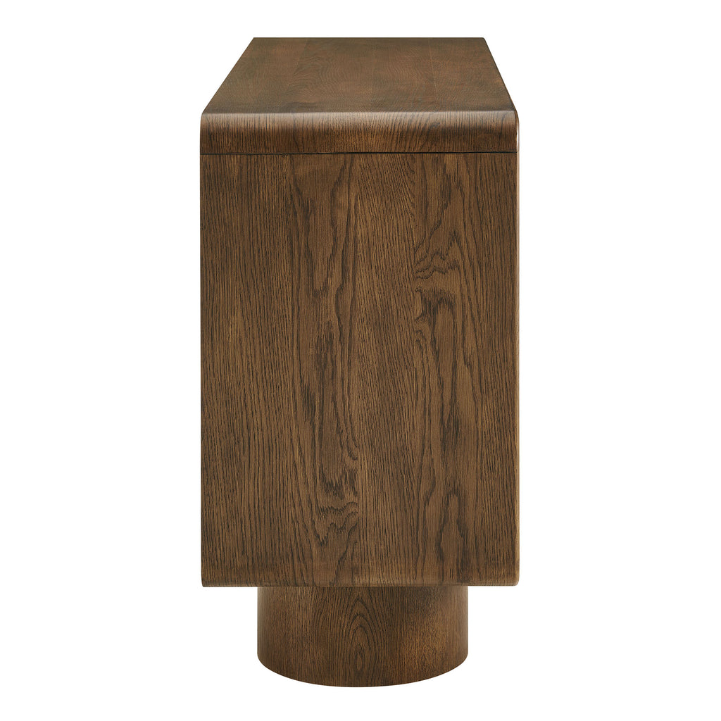 Lumo 3-Door Curved Wood Accent Cabinet - Walnut