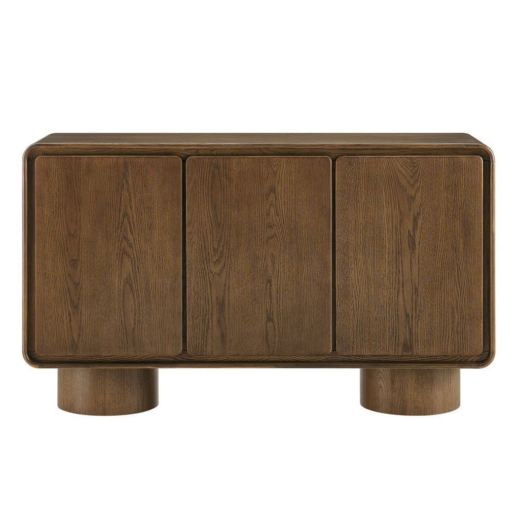 Lumo 3-Door Curved Wood Accent Cabinet - Walnut