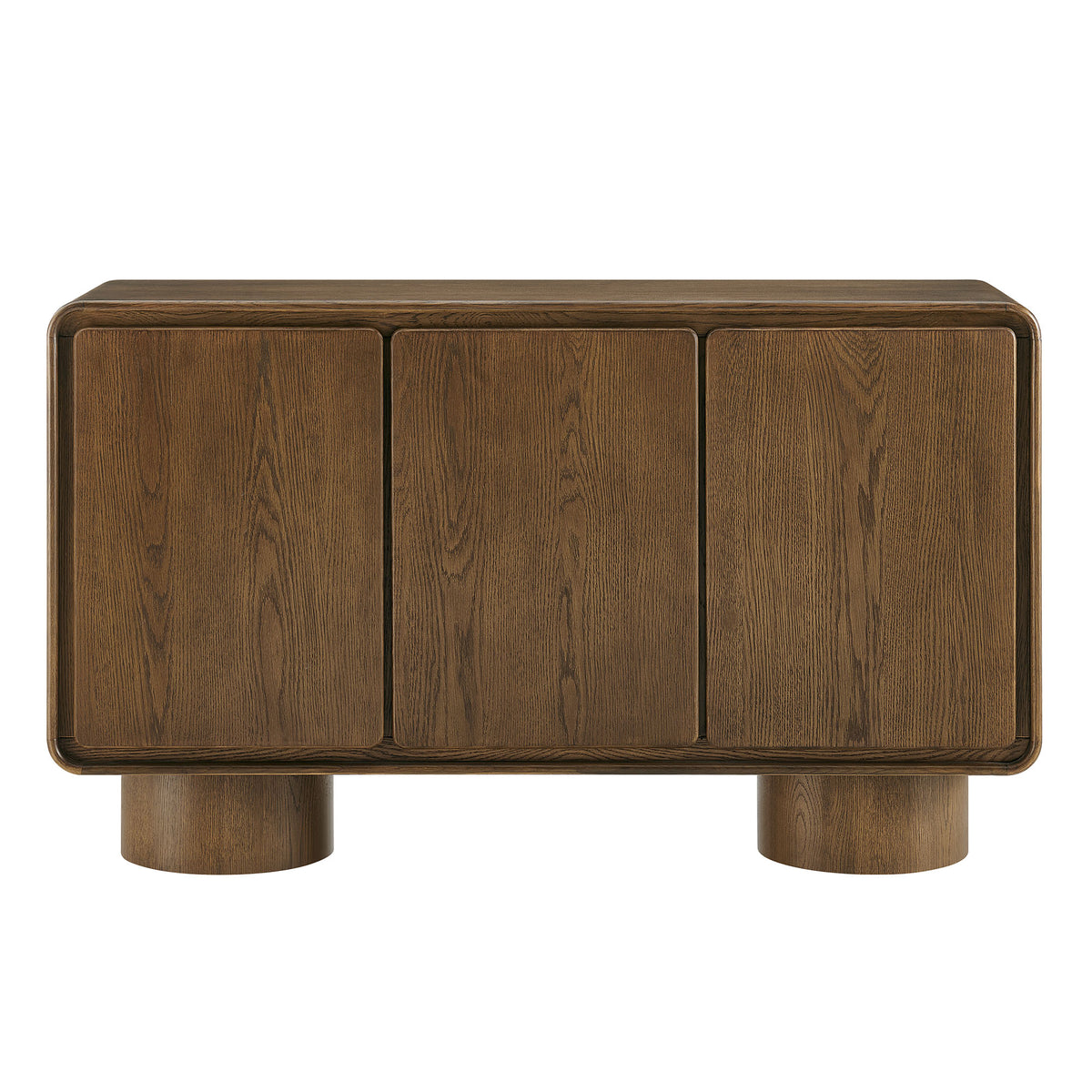 Lumo 3-Door Curved Wood Accent Cabinet - Walnut