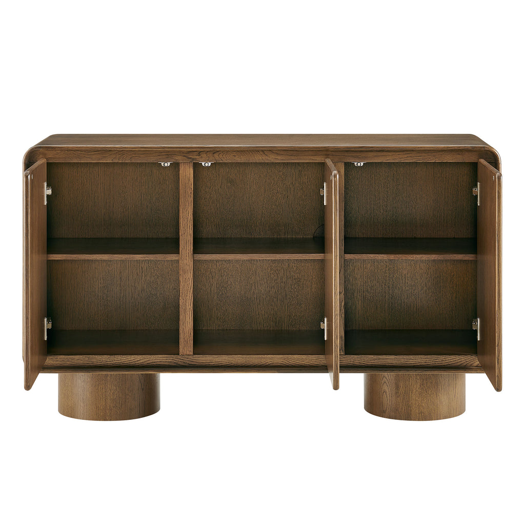 Lumo 3-Door Curved Wood Accent Cabinet - Walnut