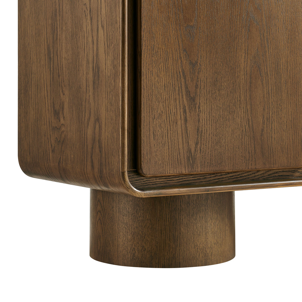 Lumo 3-Door Curved Wood Accent Cabinet - Walnut