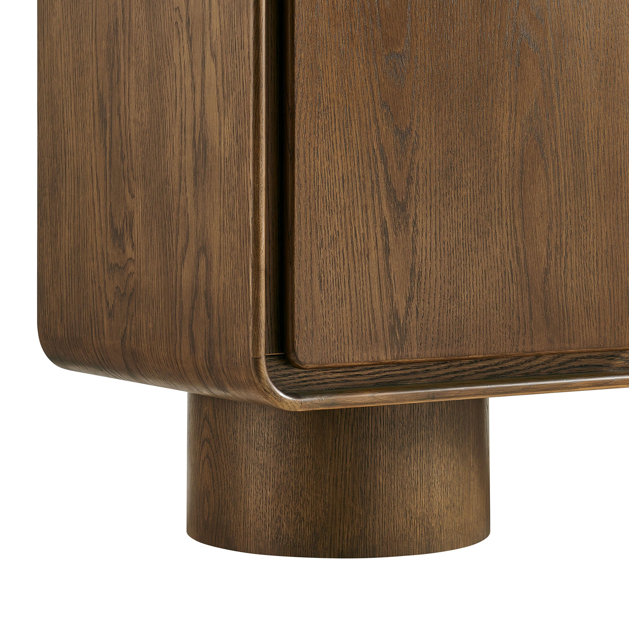 Lumo 3-Door Curved Wood Accent Cabinet - Walnut