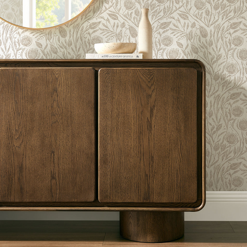 Lumo 3-Door Curved Wood Accent Cabinet - Walnut