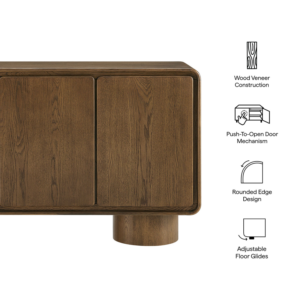 Lumo 3-Door Curved Wood Accent Cabinet - Walnut