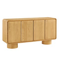 Lumo 4-Door Curved Wood Accent Cabinet - Oak