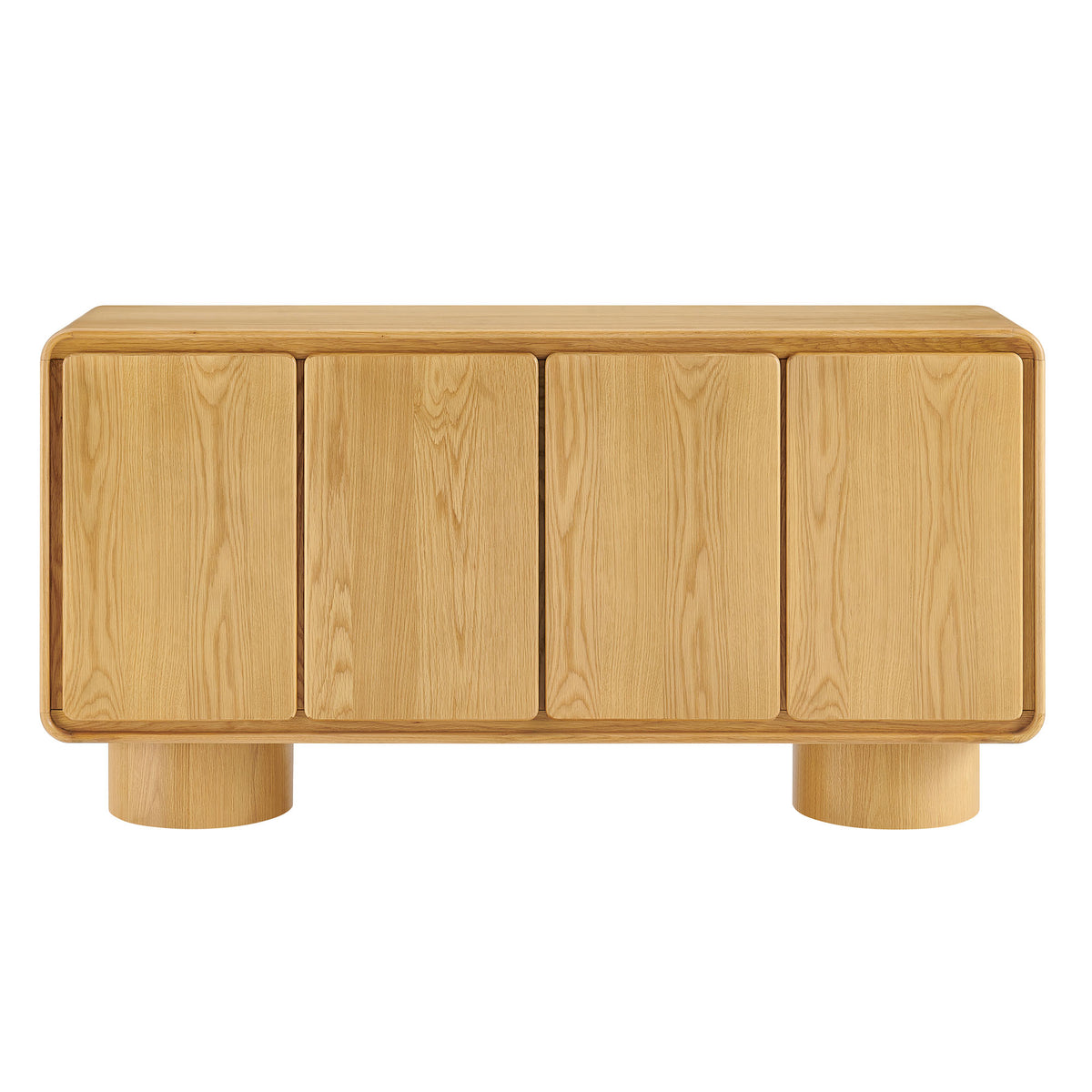 Lumo 4-Door Curved Wood Accent Cabinet - Oak