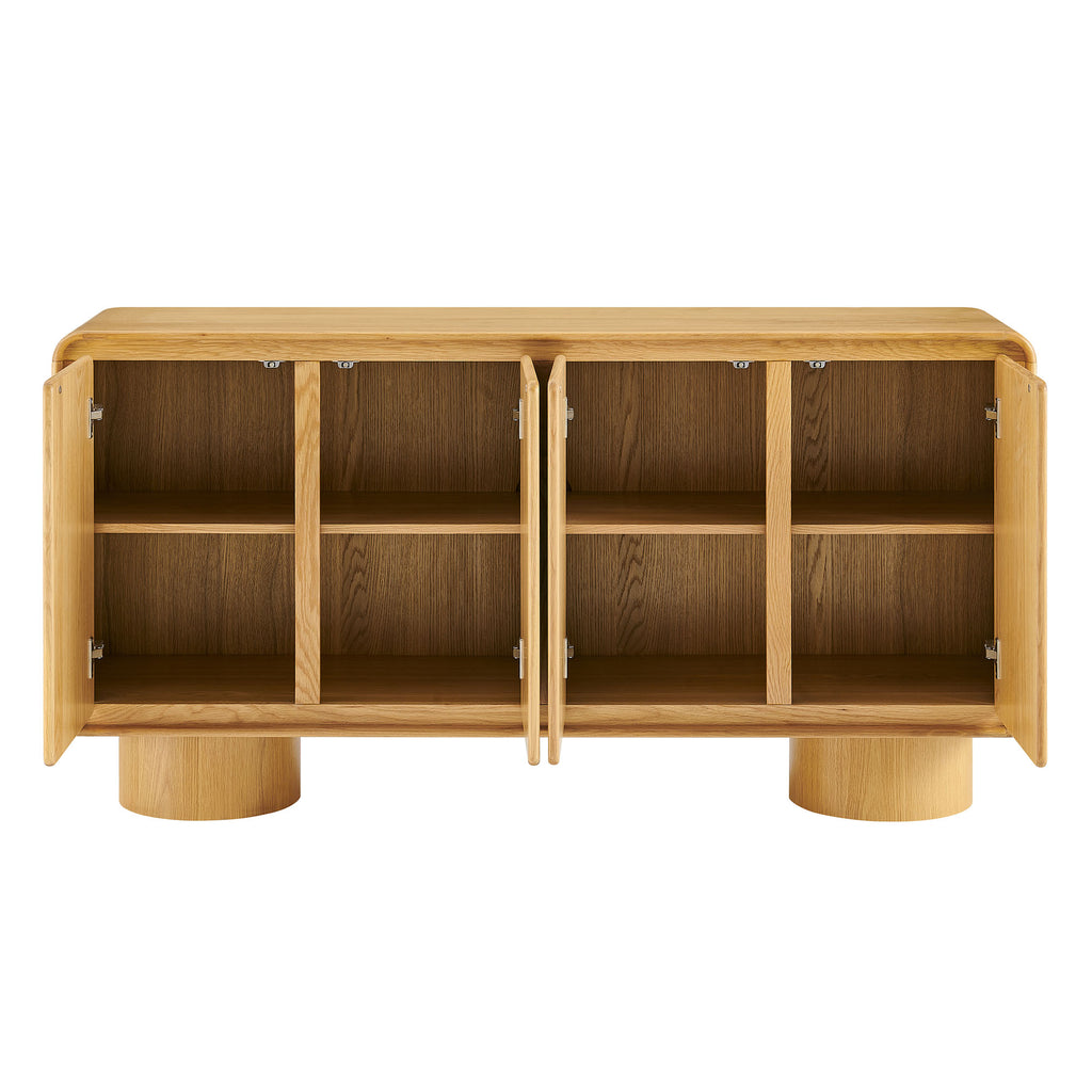 Lumo 4-Door Curved Wood Accent Cabinet - Oak