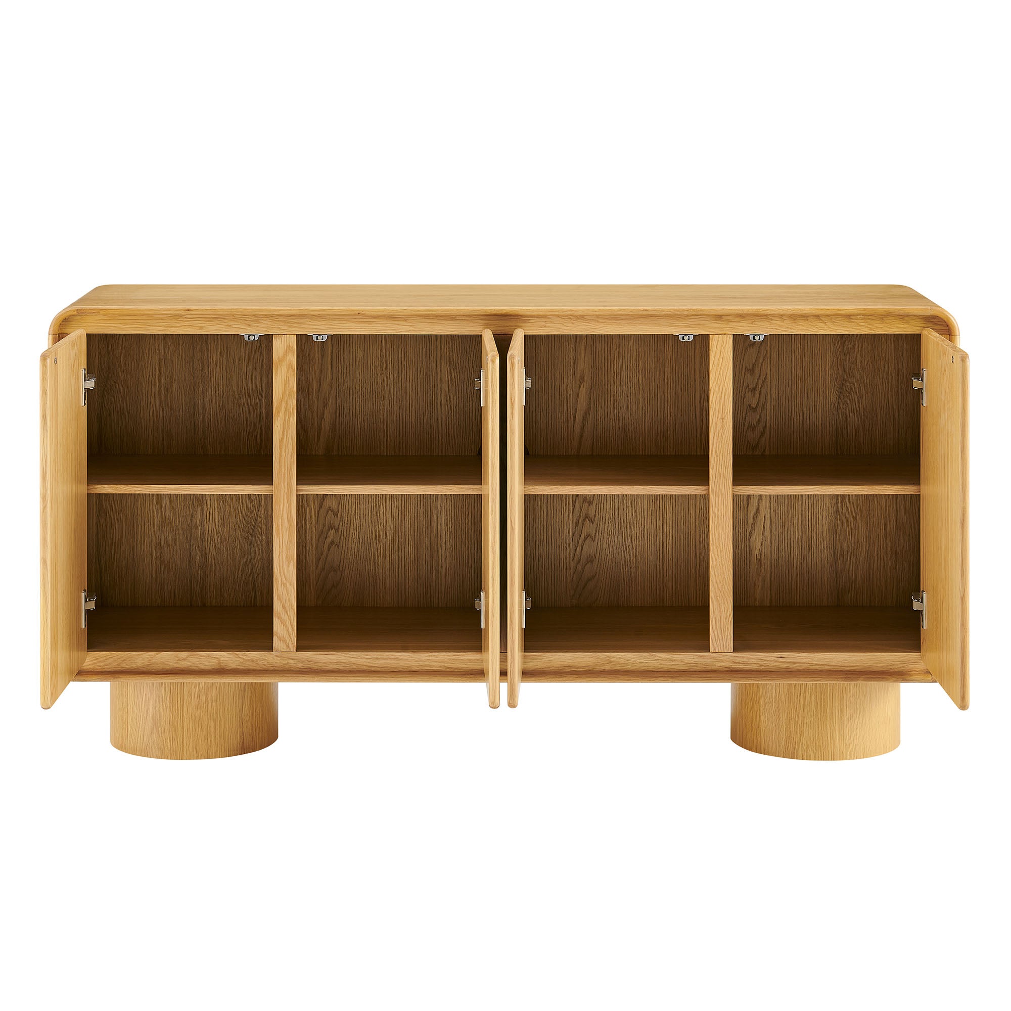 Lumo 4-Door Curved Wood Accent Cabinet - Oak