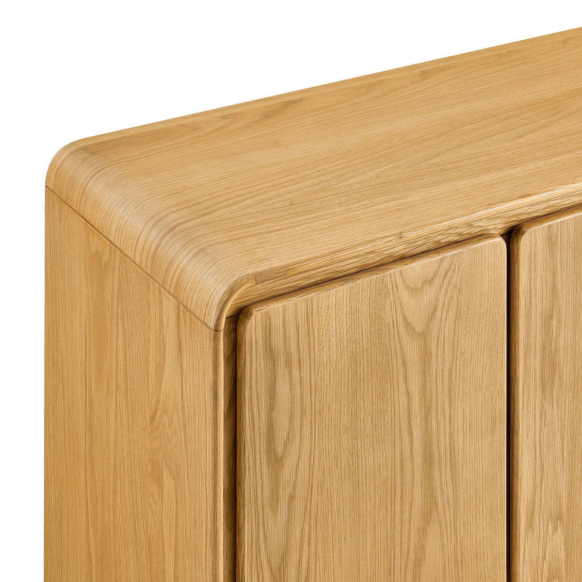 Lumo 4-Door Curved Wood Accent Cabinet - Oak