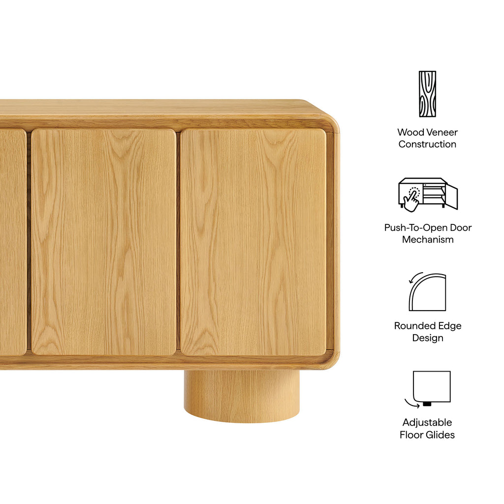 Lumo 4-Door Curved Wood Accent Cabinet - Oak