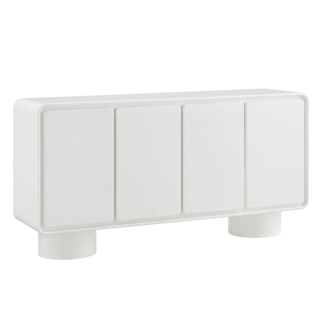 Lumo 4-Door Curved Wood Accent Cabinet - White