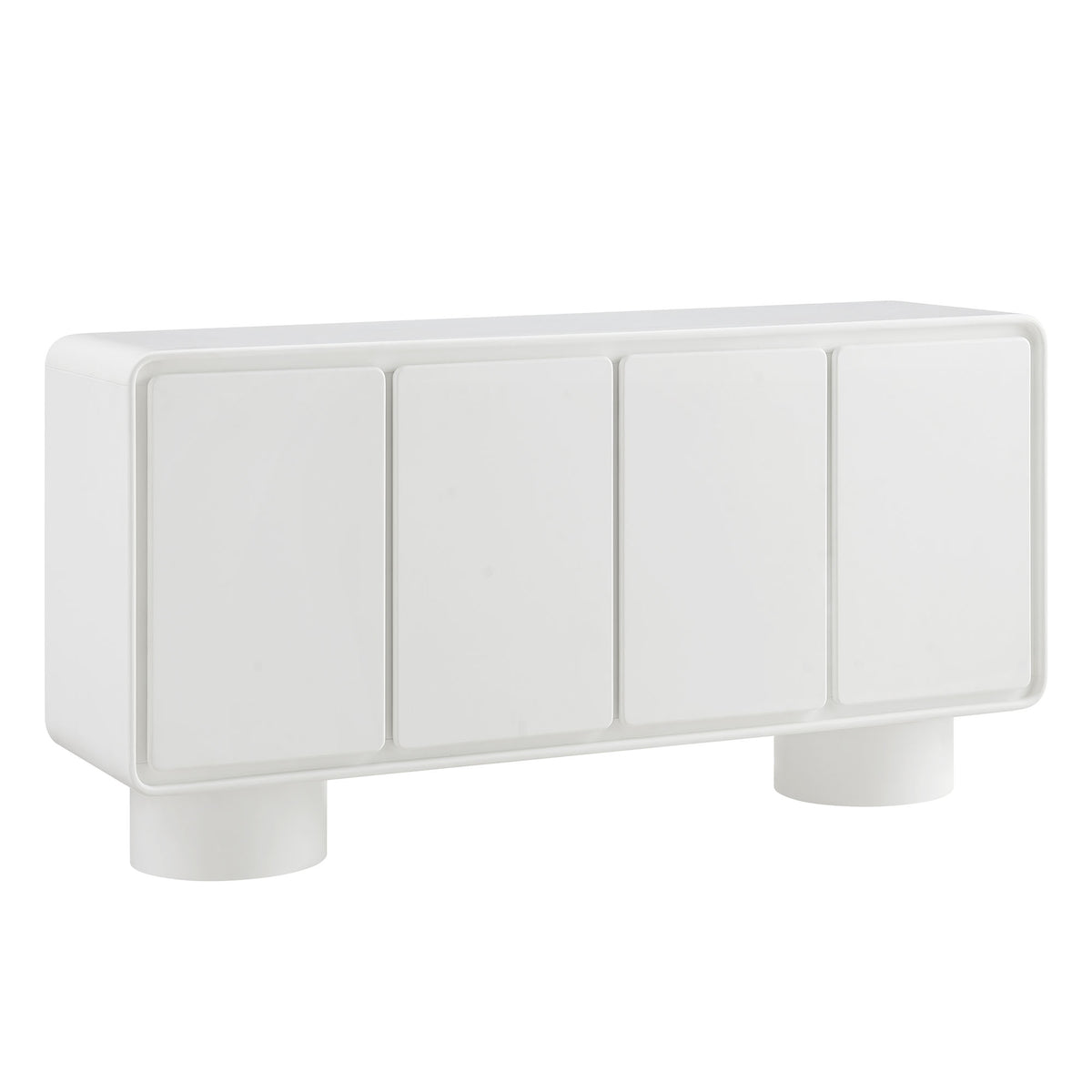 Lumo 4-Door Curved Wood Accent Cabinet - White