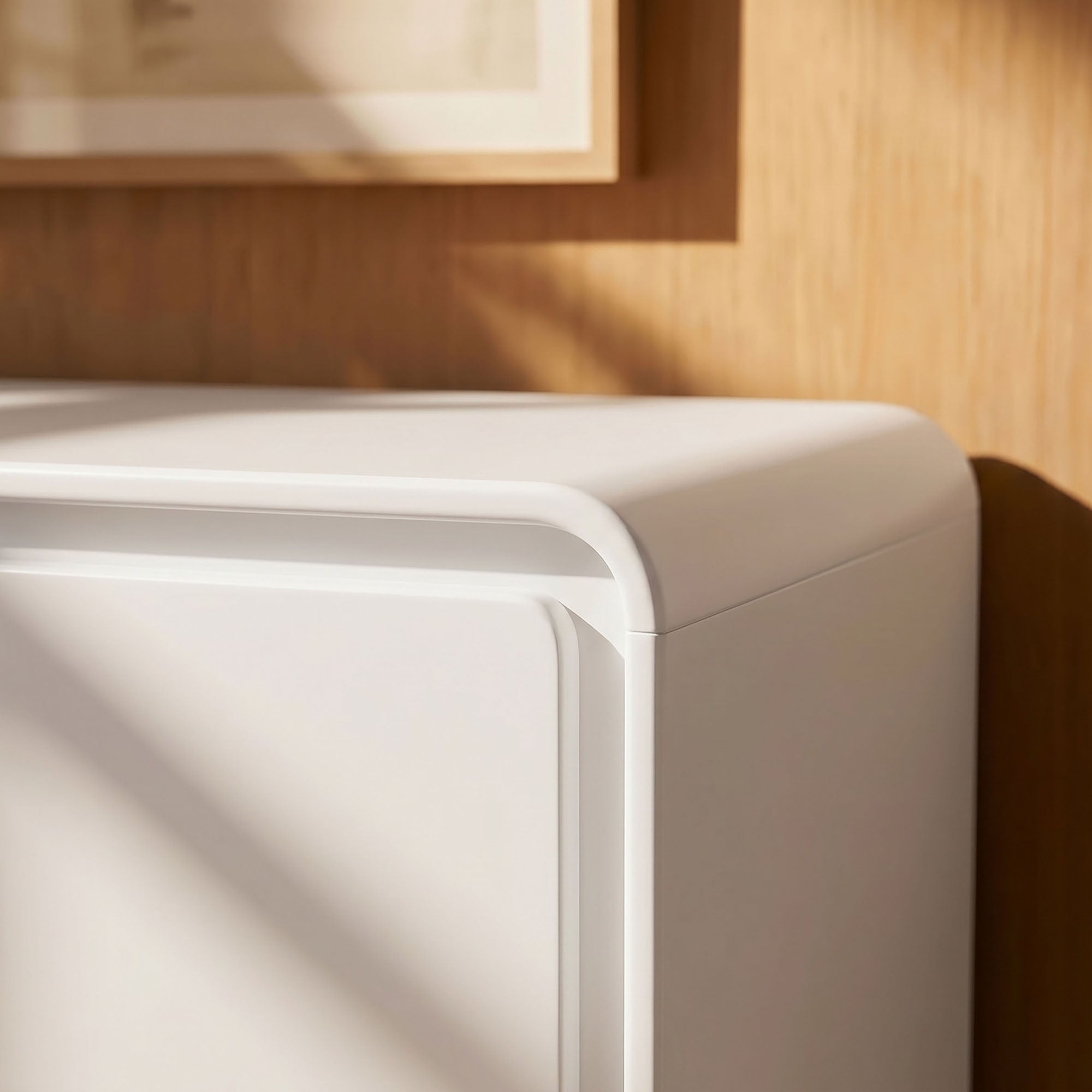 Lumo 4-Door Curved Wood Accent Cabinet - White