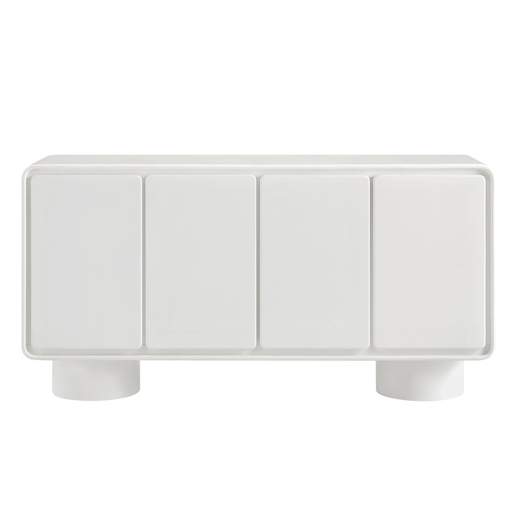 Lumo 4-Door Curved Wood Accent Cabinet - White