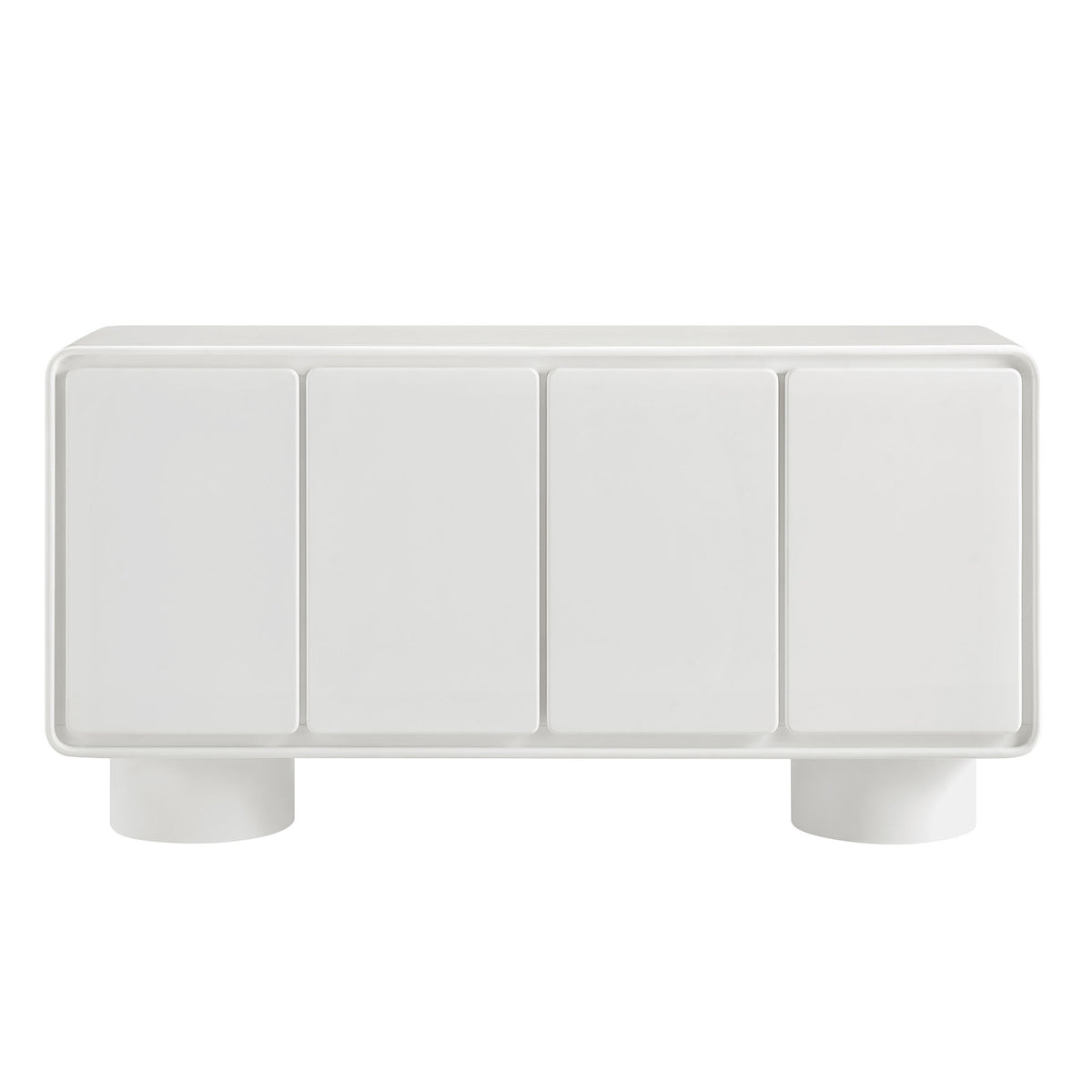 Lumo 4-Door Curved Wood Accent Cabinet - White