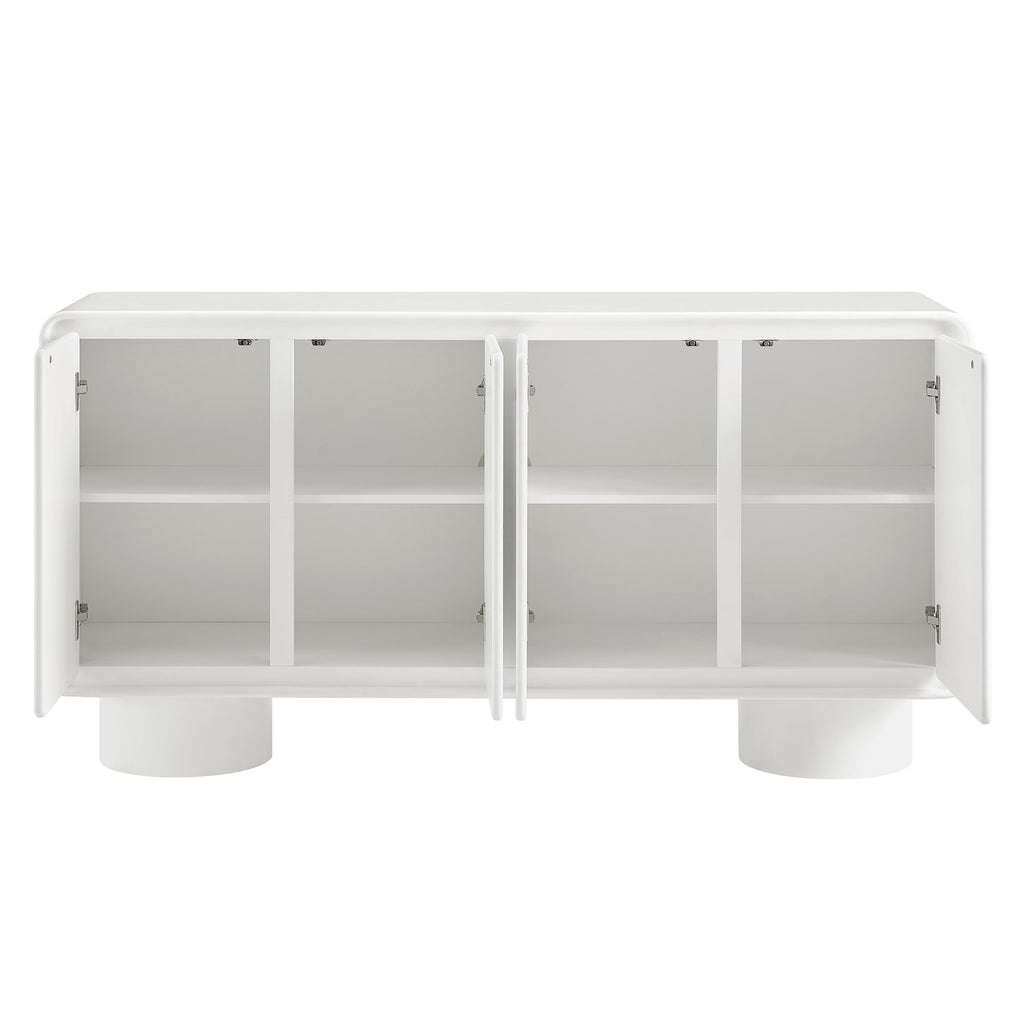 Lumo 4-Door Curved Wood Accent Cabinet - White