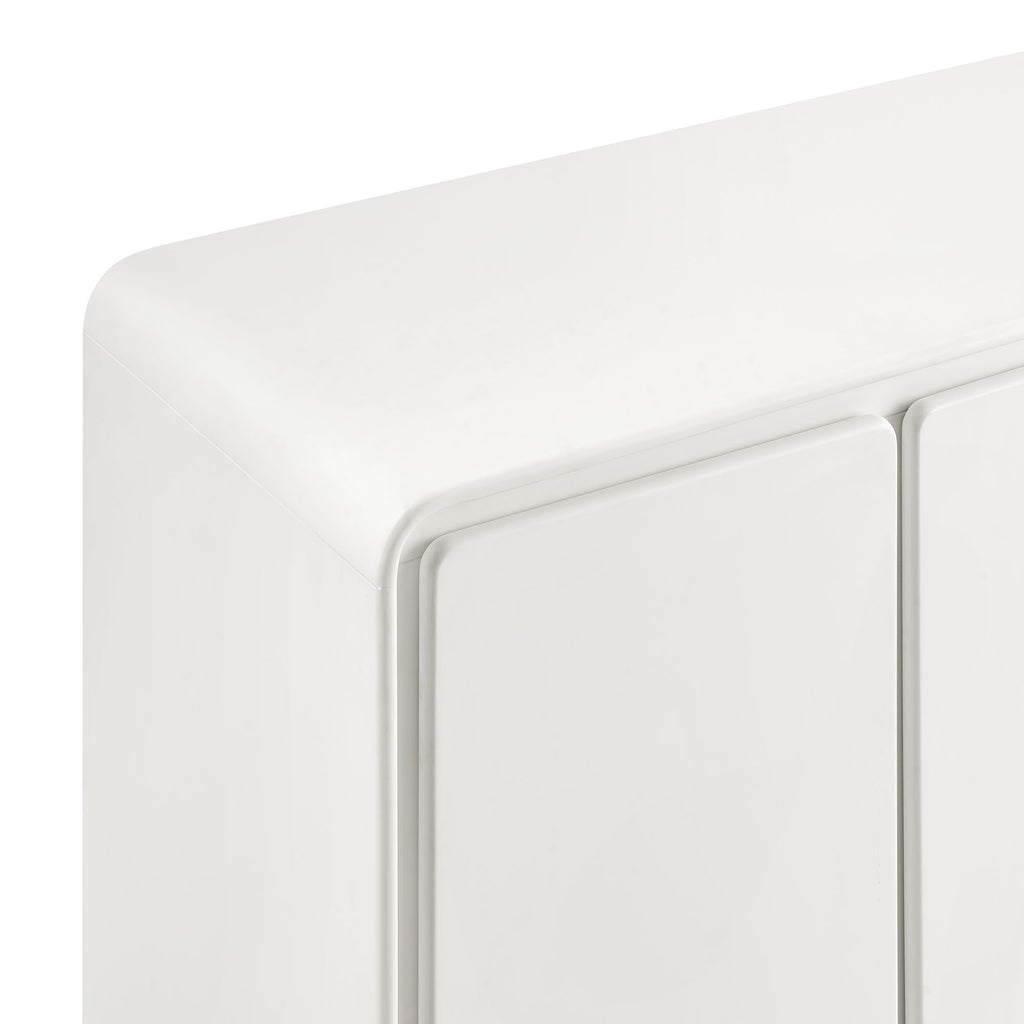 Lumo 4-Door Curved Wood Accent Cabinet - White