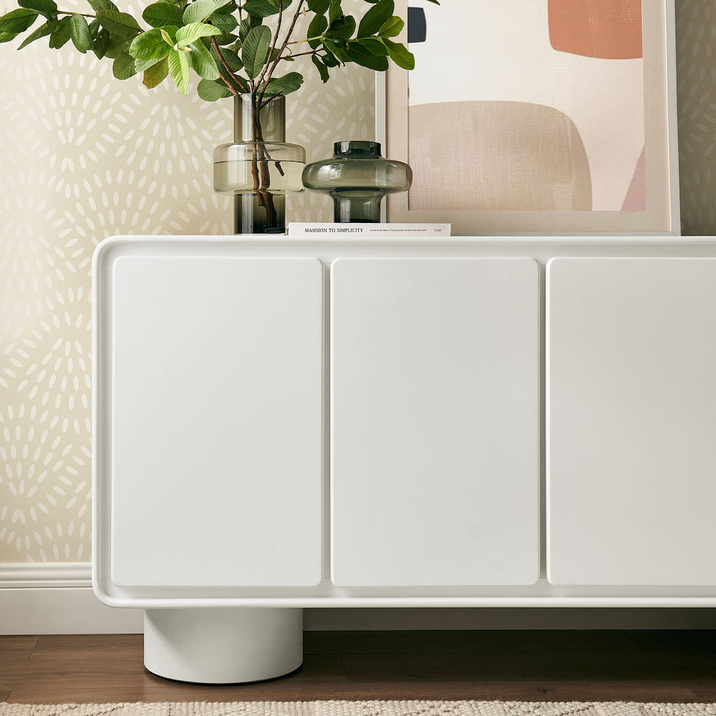 Lumo 4-Door Curved Wood Accent Cabinet - White