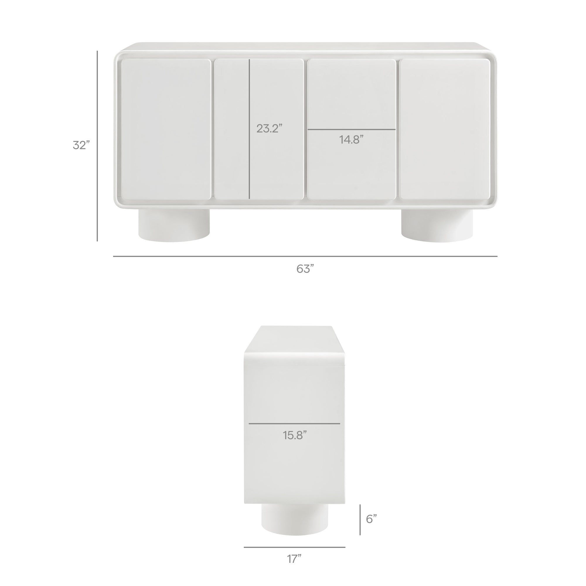 Lumo 4-Door Curved Wood Accent Cabinet - White