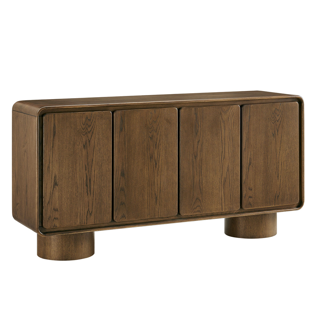 Lumo 4-Door Curved Wood Accent Cabinet - Walnut