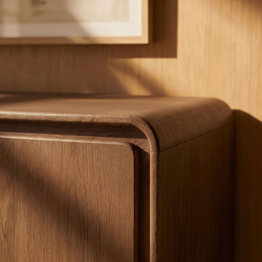 Lumo 4-Door Curved Wood Accent Cabinet - Walnut