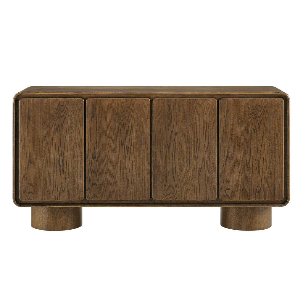 Lumo 4-Door Curved Wood Accent Cabinet - Walnut