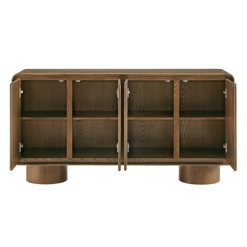 Lumo 4-Door Curved Wood Accent Cabinet - Walnut
