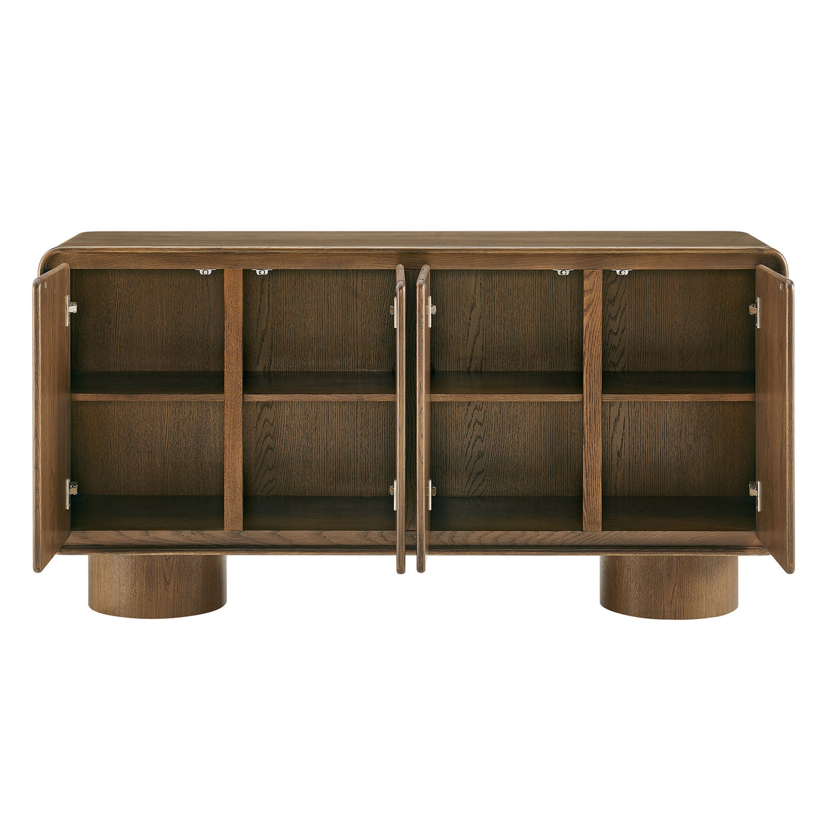Lumo 4-Door Curved Wood Accent Cabinet - Walnut