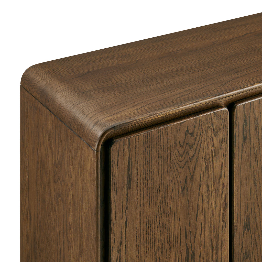 Lumo 4-Door Curved Wood Accent Cabinet - Walnut