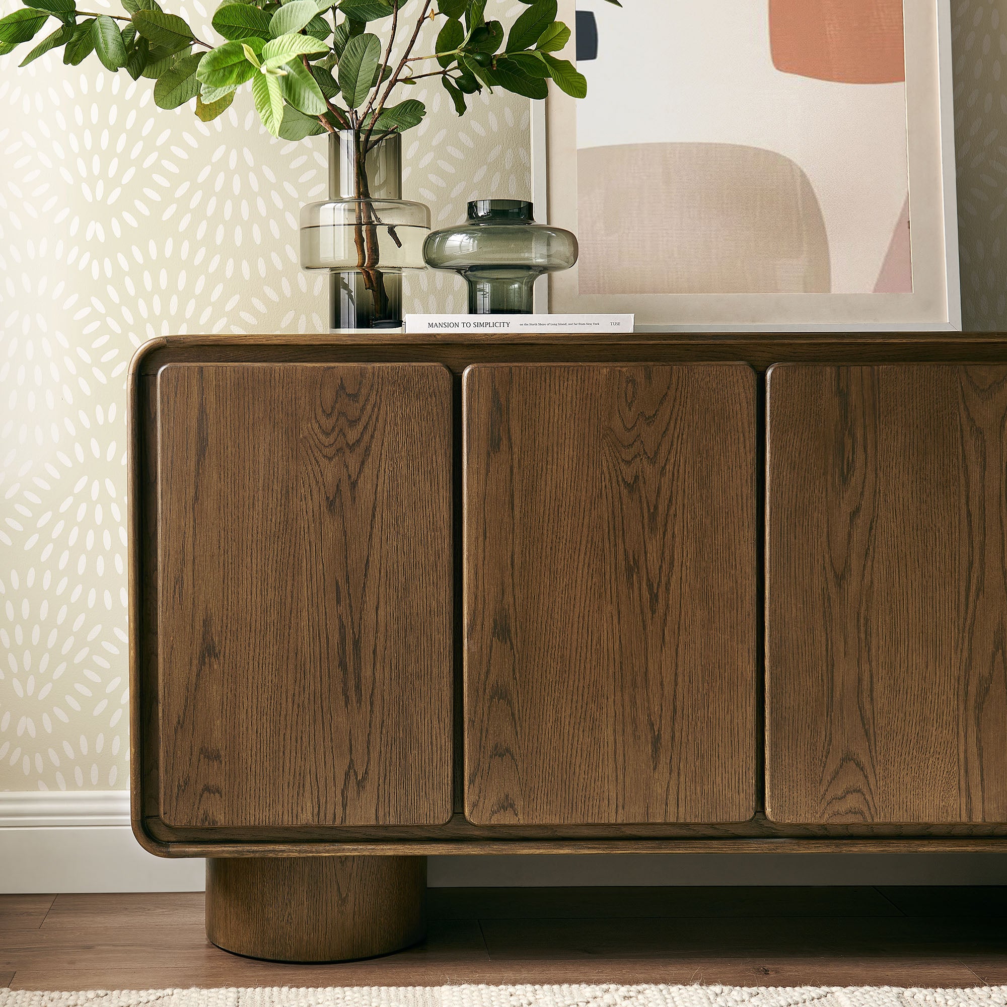 Lumo 4-Door Curved Wood Accent Cabinet - Walnut