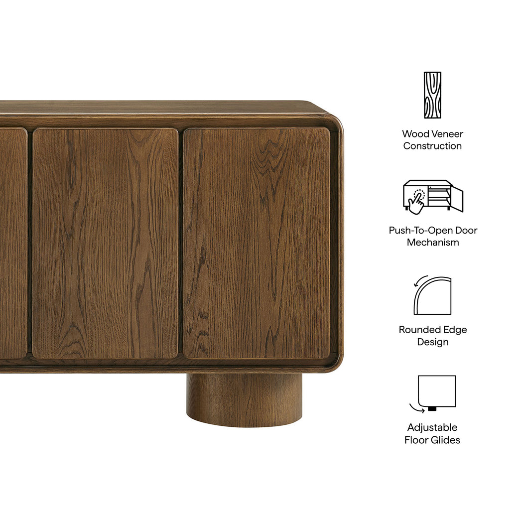 Lumo 4-Door Curved Wood Accent Cabinet - Walnut