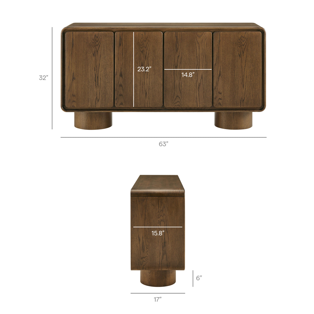 Lumo 4-Door Curved Wood Accent Cabinet - Walnut
