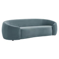 Contessa Curved Performance Velvet Sofa - Cadet Blue