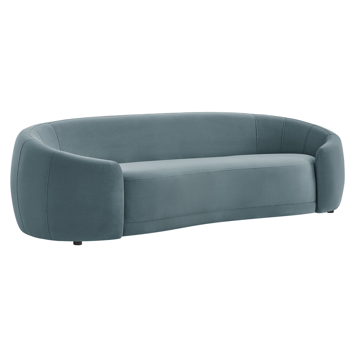 Contessa Curved Performance Velvet Sofa - Cadet Blue