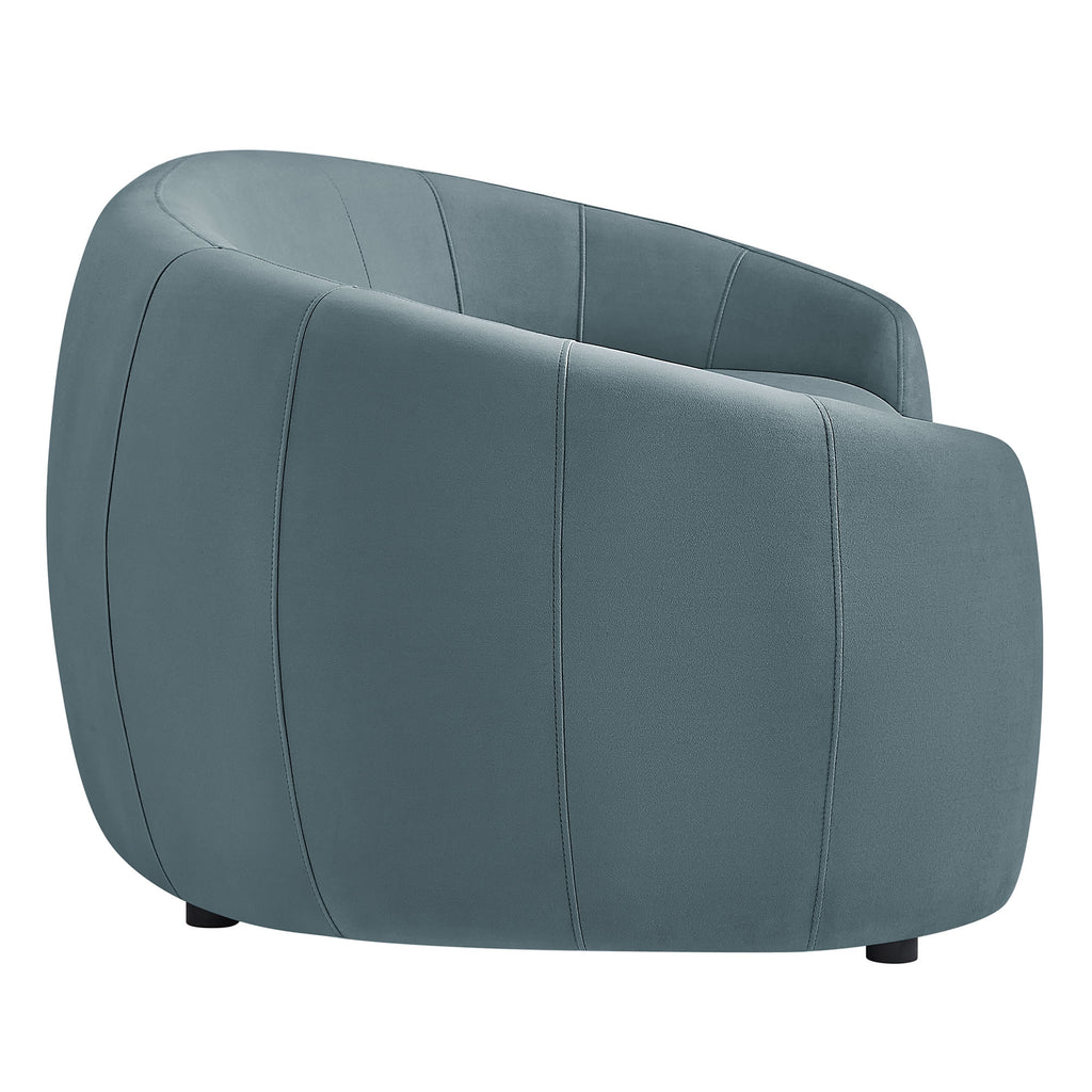 Contessa Curved Performance Velvet Sofa - Cadet Blue