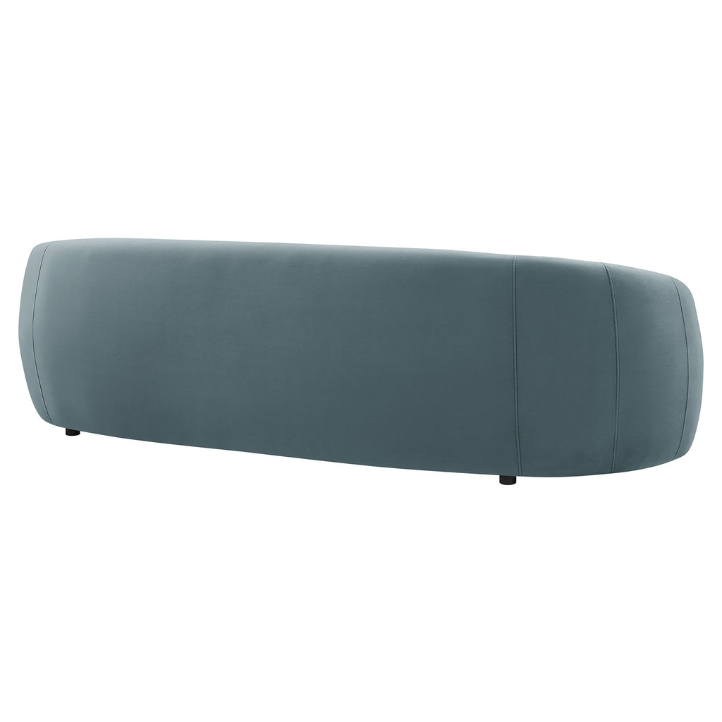 Contessa Curved Performance Velvet Sofa - Cadet Blue