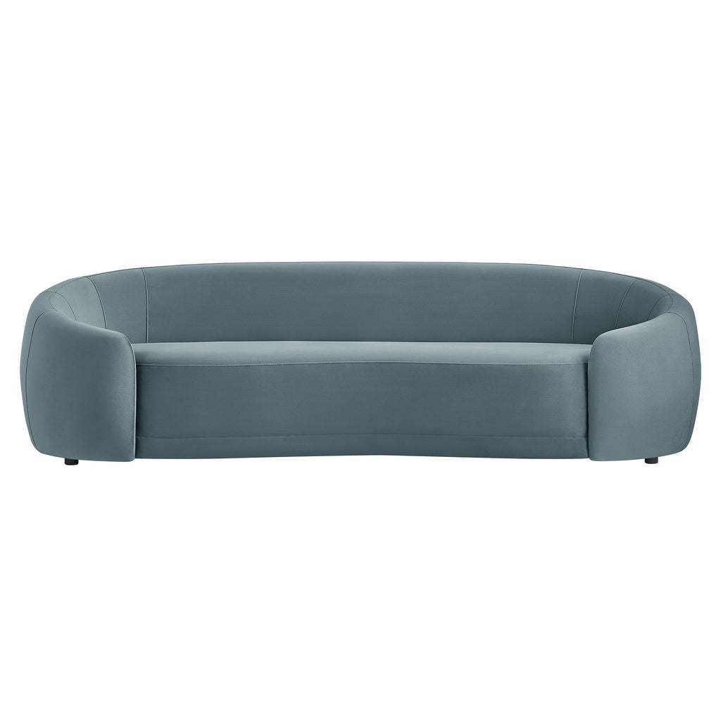 Contessa Curved Performance Velvet Sofa - Cadet Blue