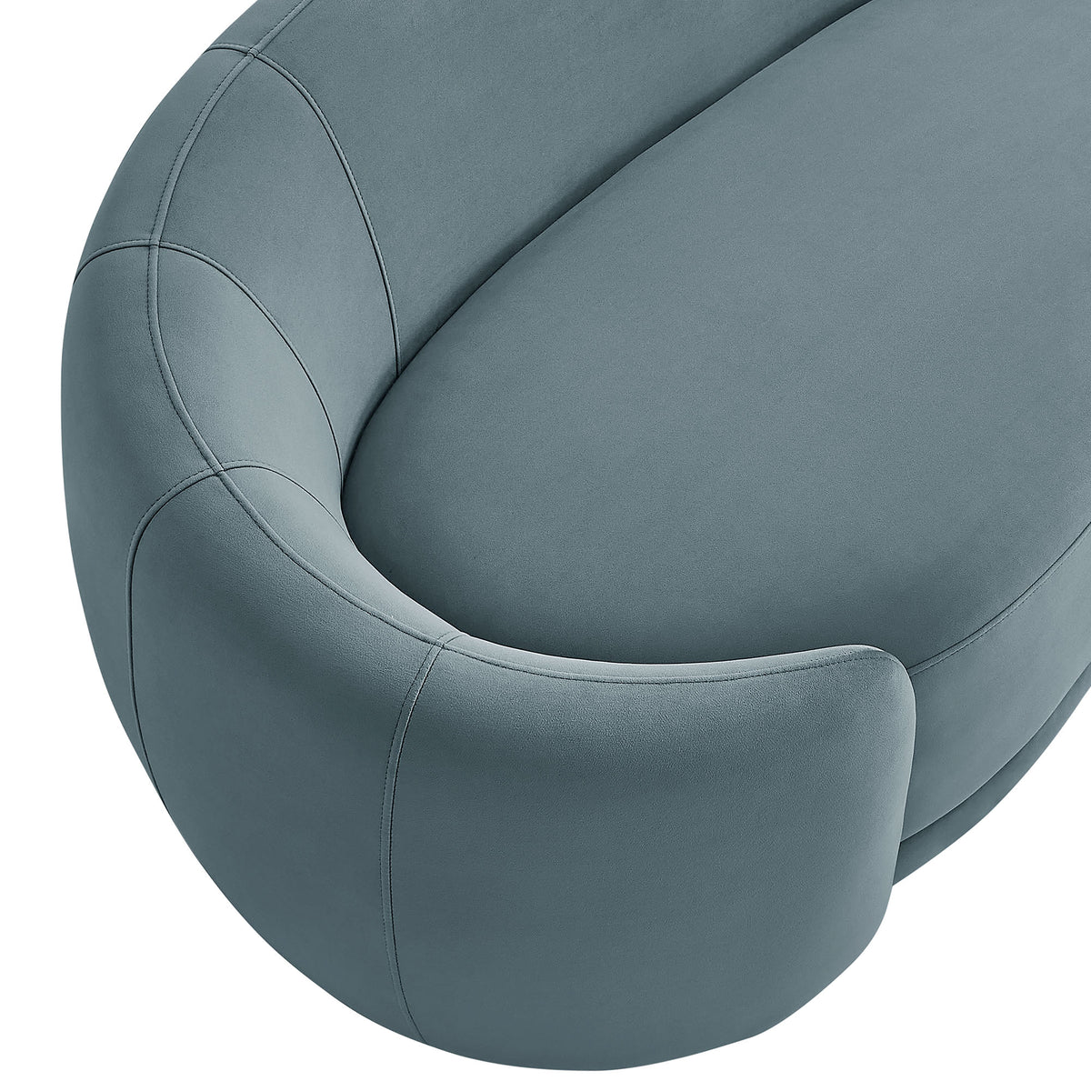 Contessa Curved Performance Velvet Sofa - Cadet Blue