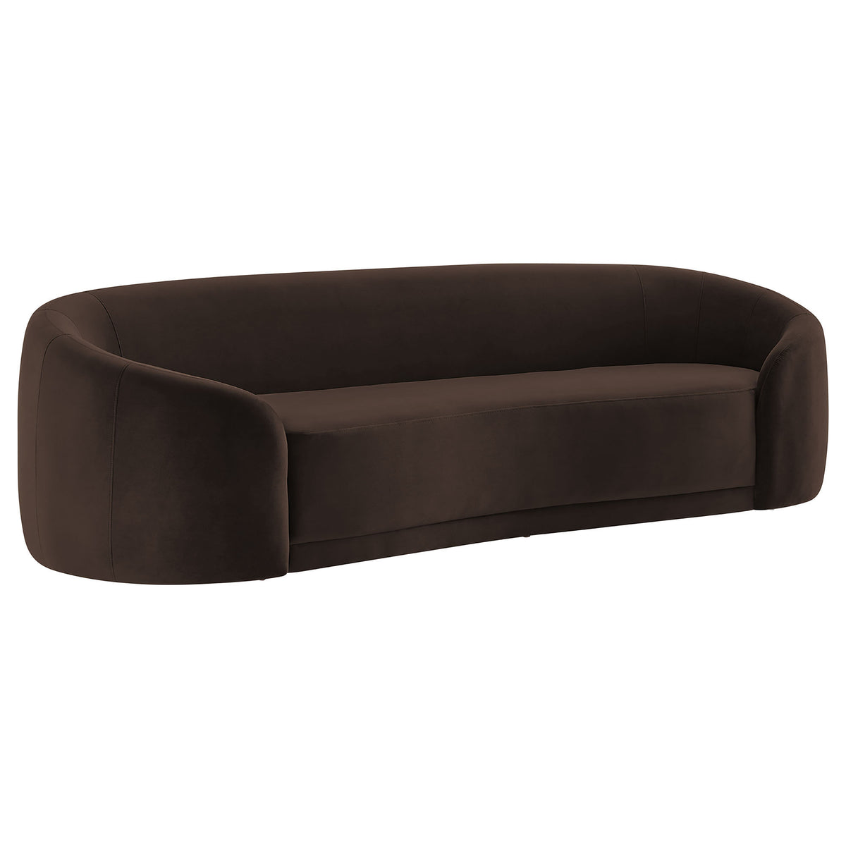 Contessa Curved Performance Velvet Sofa - Chocolate Brown
