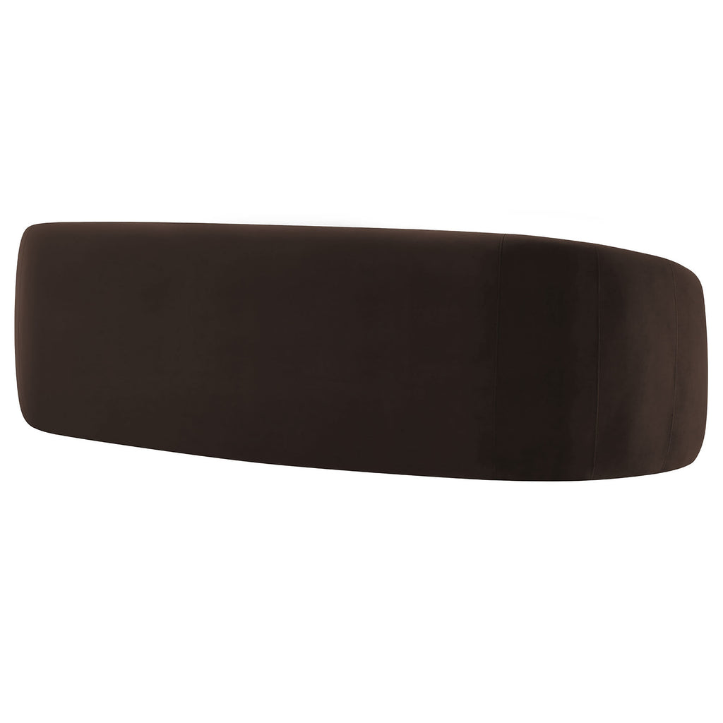 Contessa Curved Performance Velvet Sofa - Chocolate Brown