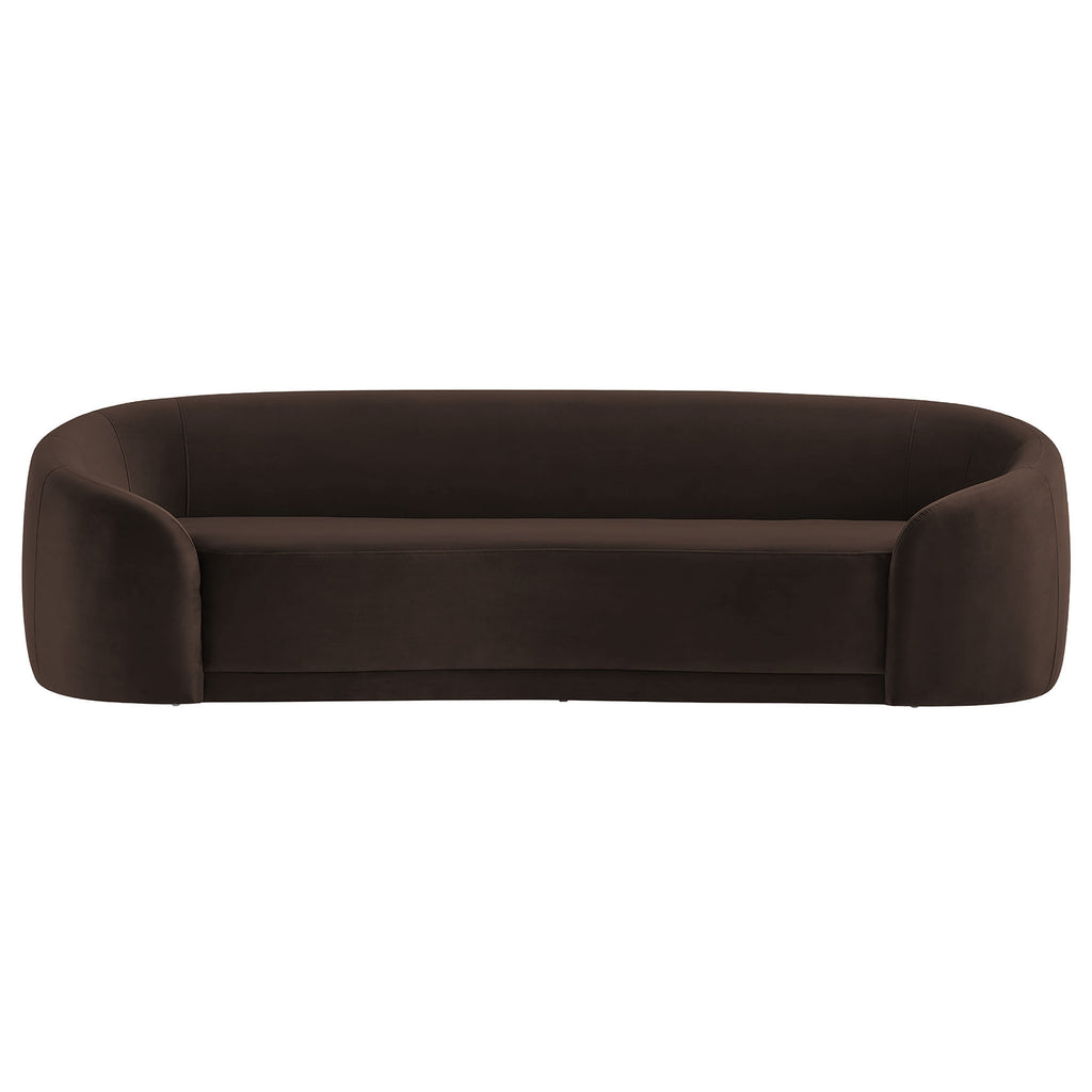 Contessa Curved Performance Velvet Sofa - Chocolate Brown