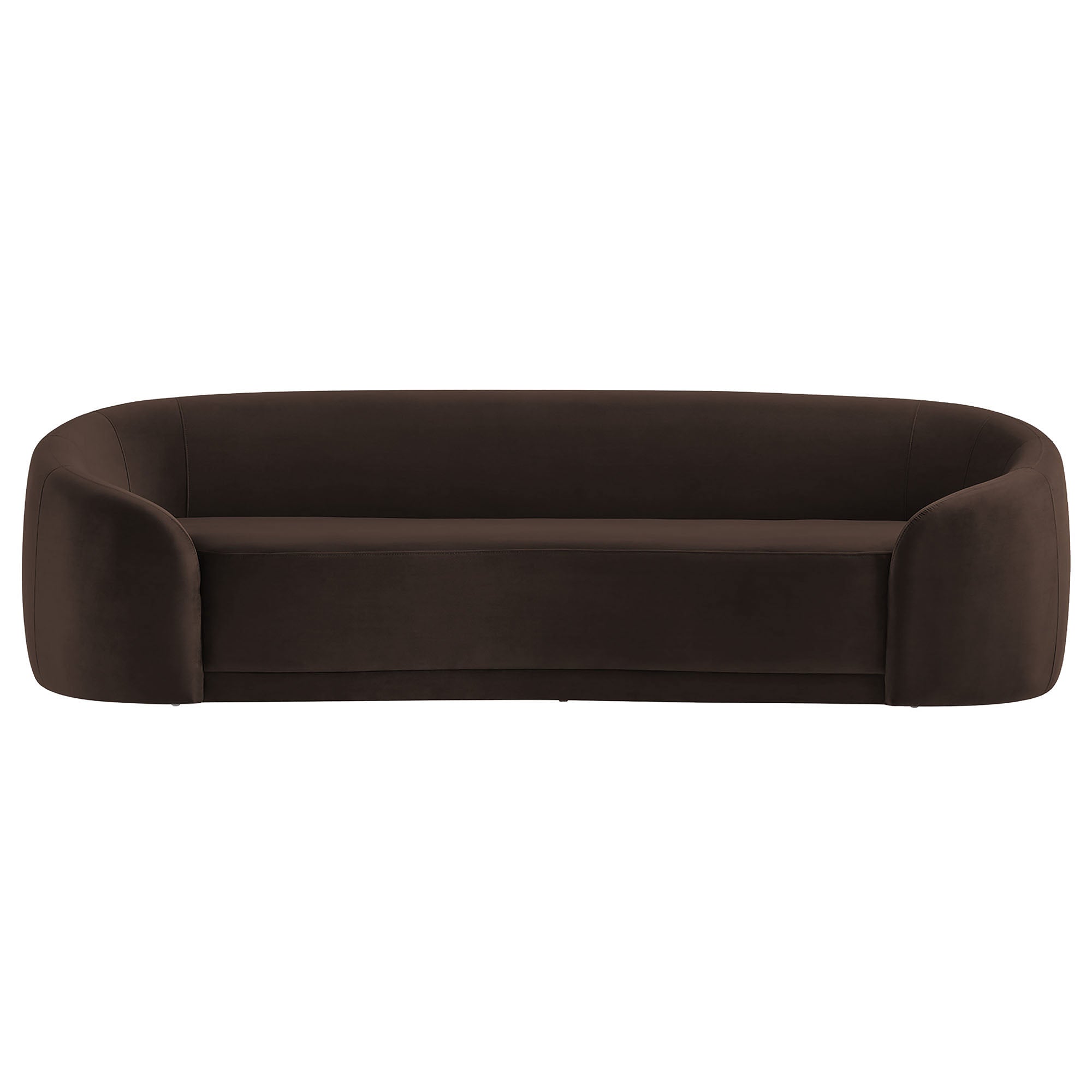 Contessa Curved Performance Velvet Sofa - Chocolate Brown
