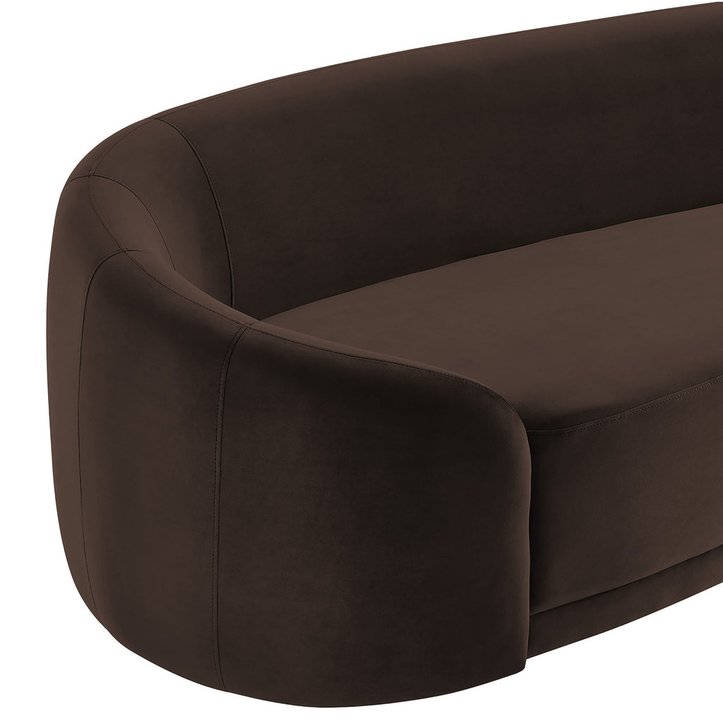 Contessa Curved Performance Velvet Sofa - Chocolate Brown