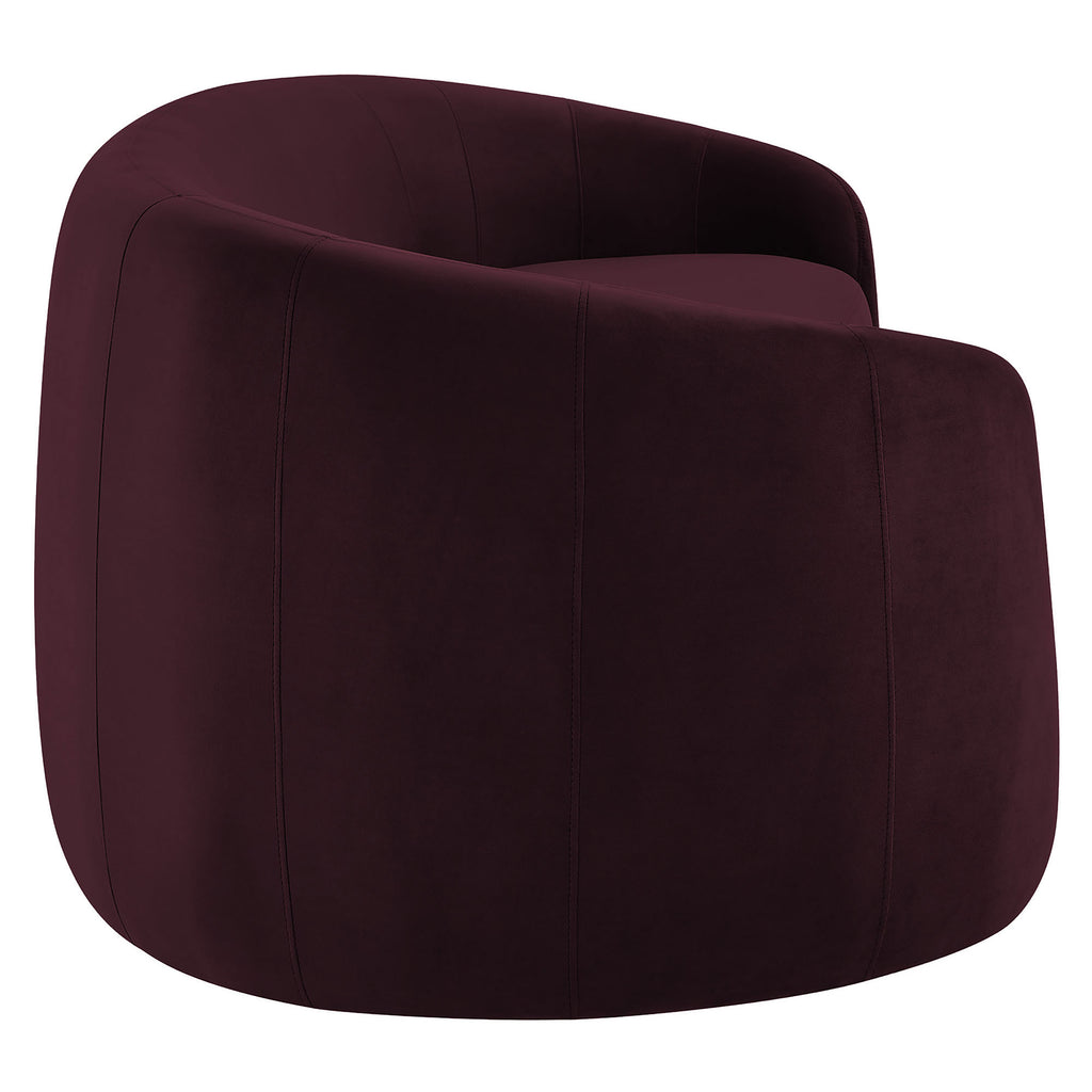 Contessa Curved Performance Velvet Sofa - Mulberry