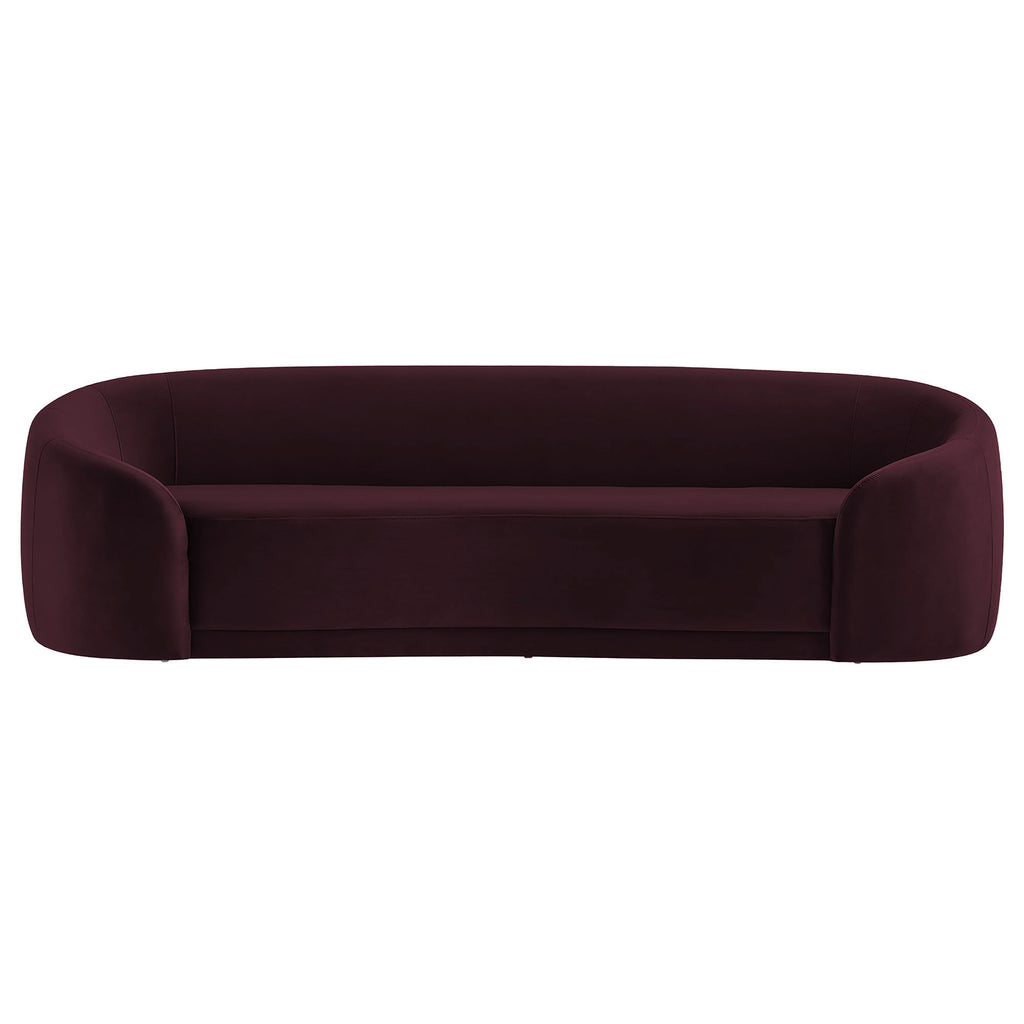 Contessa Curved Performance Velvet Sofa - Mulberry