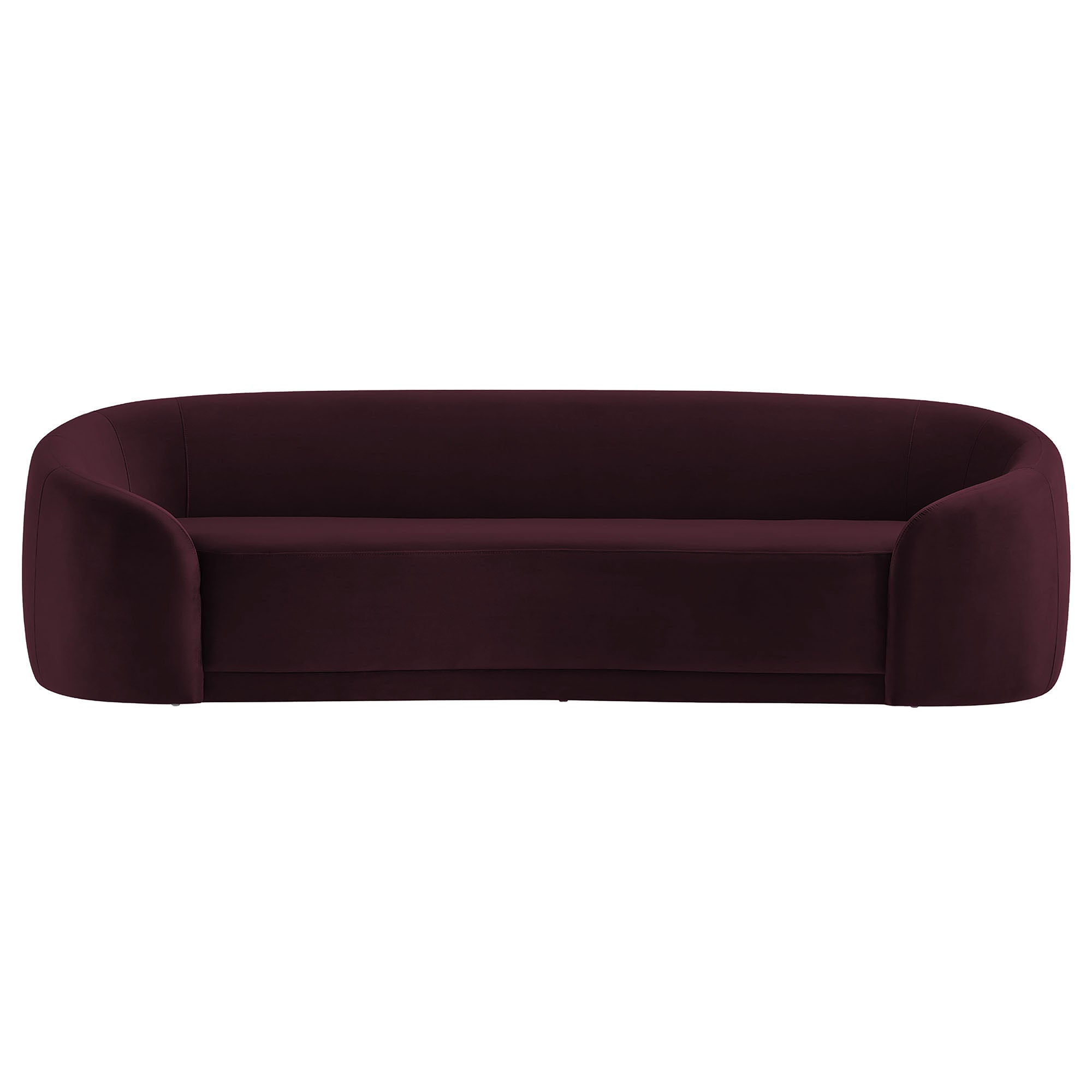 Contessa Curved Performance Velvet Sofa - Mulberry